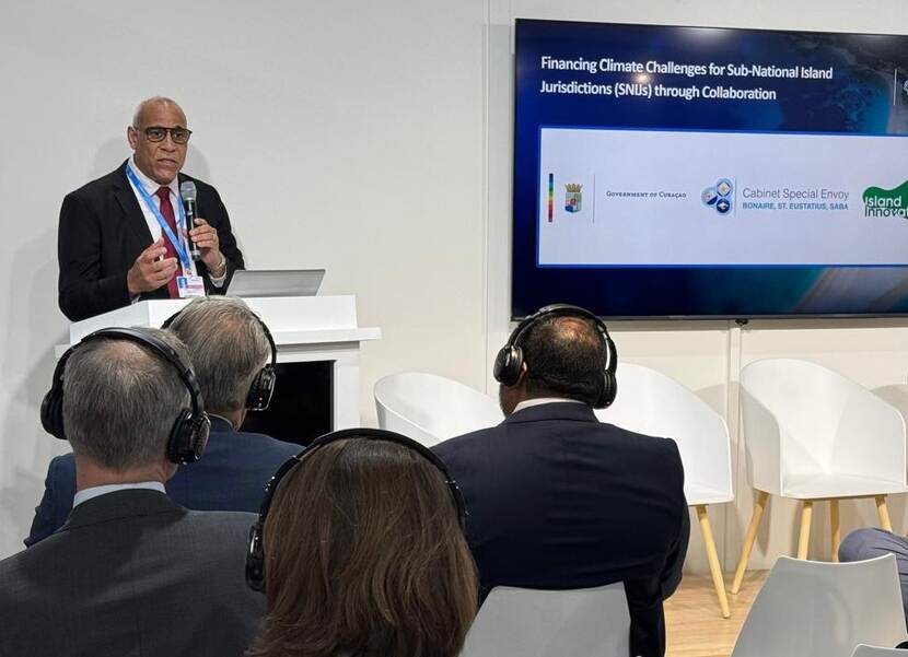 Chairman of the Curaçao Climate Change Platform, Albert Martis, presenting at the UN Climate Change Conference COP29 in Baku (Azerbaijan).